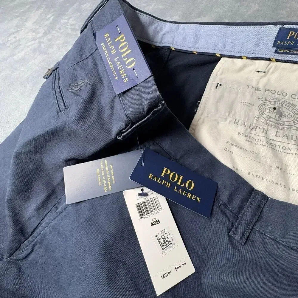 Polo Ralph Lauren Mens 48B Shorts Blue Chino Stretch Cotton Twill Casual Preppy